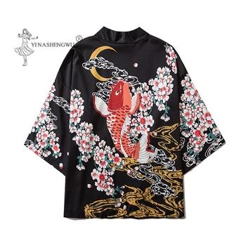 Japonų Stiliaus Vyrų Kimono Samurajus Drabužių, Tradicinių Japonijos Palaidinė Yukata Haori Obi Tradicinių Vyrų Azijos Cardigan Kostiumas Naujas