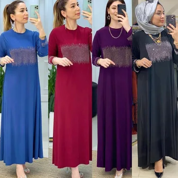 Musulmonų Deimantų Abaja Maxi Suknelė, Hijab Megztinis Kimono Longue Femme Ilgas Chalatas, Chalatai Jubah Artimųjų Rytų Ramadanas Eid Arabų Islamo