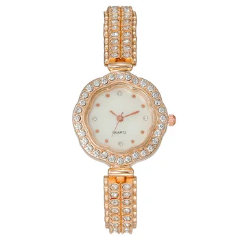 Prabanga Moterų Laikrodžiai Gėlės Cirkonis Dekoruoti Žalvario Apyrankė Laikrodis Ponios Suknelė Žiūrėti Elegantiškas Coste Relogios Feminino