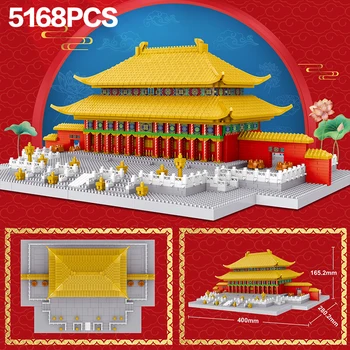 5168PCS iššūkis pasaulyje garsaus 3D architektūros komplekso statybos Rūmai, Muziejus blokai Kinų stiliaus modelis žaislas Kalėdų gif