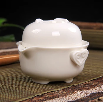 Arbatos rinkinys Apima 1 Pot 1 Puodelis Elegantiškas gaiwan,Kelionės arbatos rinkinys su baltos keramikos,Gražus ir lengvai virdulys arbatinukas nemokamas pristatymas